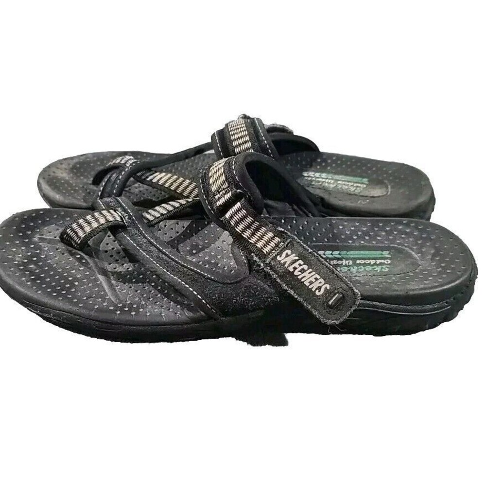 Skechers Outdoor Lifestyle Reggae Trailway Black Toe Ring Sandal Women Sz 8  K07